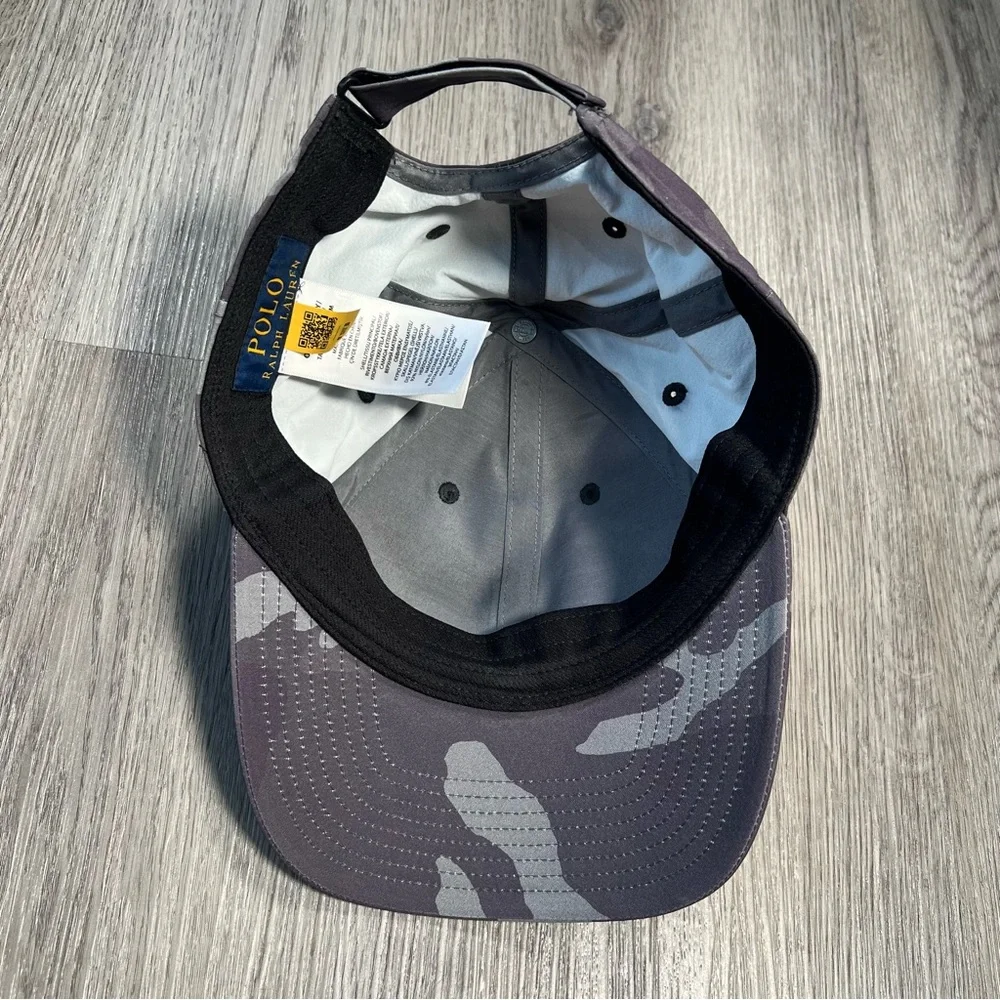 Polo Ralph Lauren Men's Grey Camo Pony Logo‎ Twill Baseball Hat Golf Adjustable